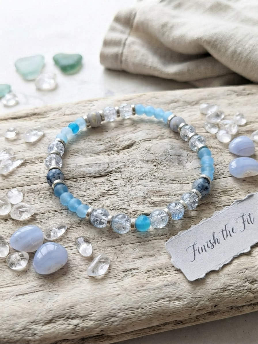Azure Serenity Gemstone Stretch Anklet