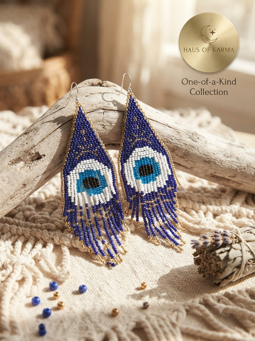 Beaded Evil Eye Statement Earrings