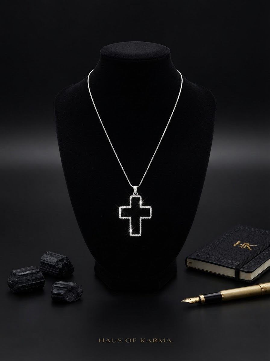 Karma’s Halo Pavé Cross Pendant Necklace
