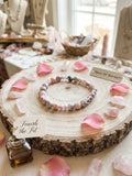 Blush Floral Gemstone Stretch Anklet