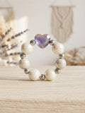 Purple Heart Sparkle Beaded Ring | Kids' Handcrafted Stretchy Ring
