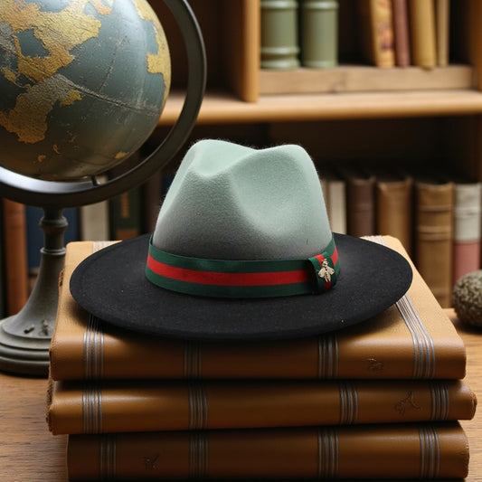 Inspired Gradient Striped Ribbon Fedora