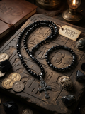 Ancient Paths Obsidian & Hematite Ankh Necklace & Bracelet Combo