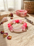 Haus Of Karma: Blush Pink Heart & Tube Bead Stretch Bracelet