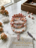 Romantic Blush & Rose Quartz Beaded Bracelet Stack