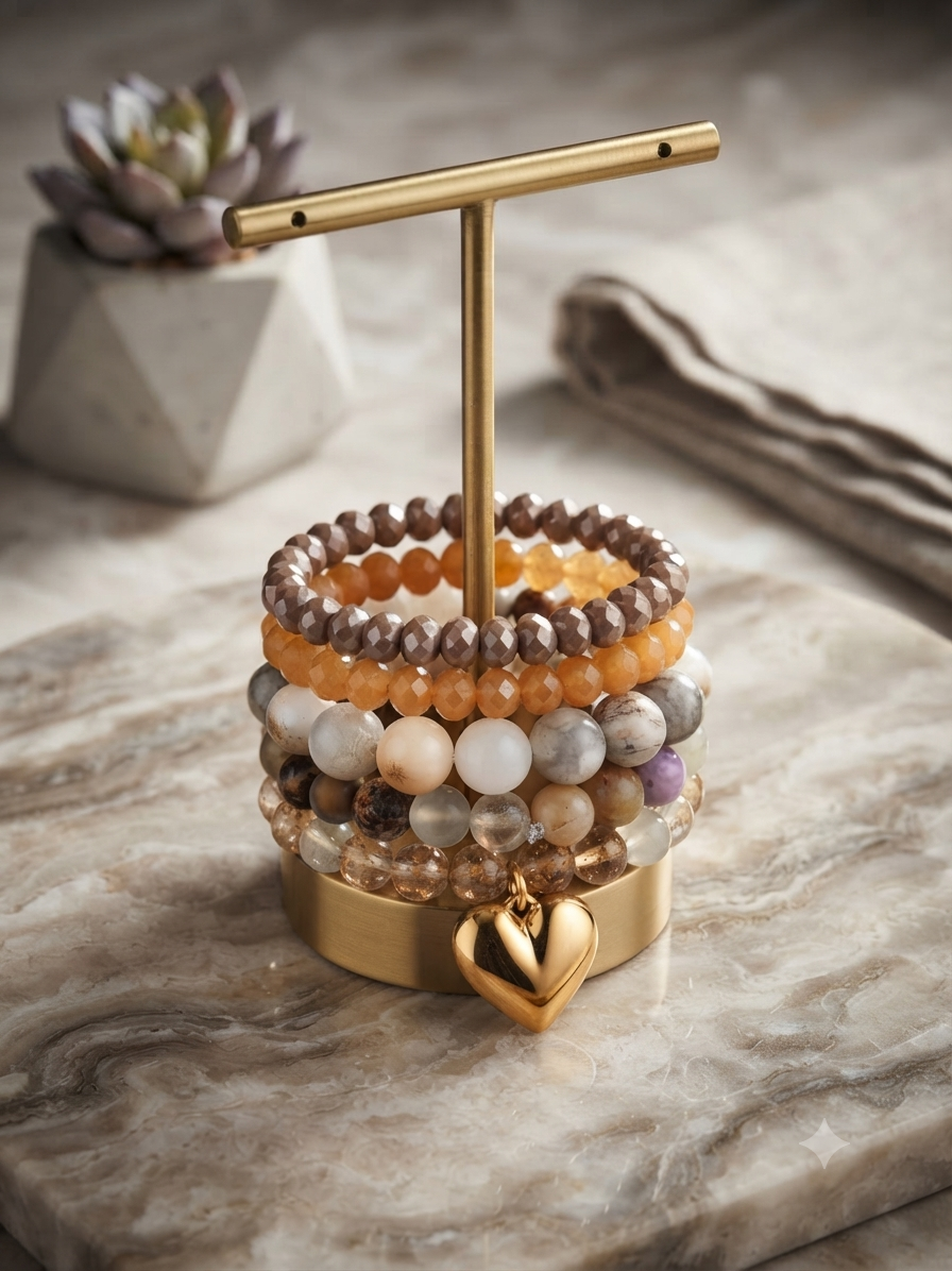 The Golden Hour Heart Bracelet Stack