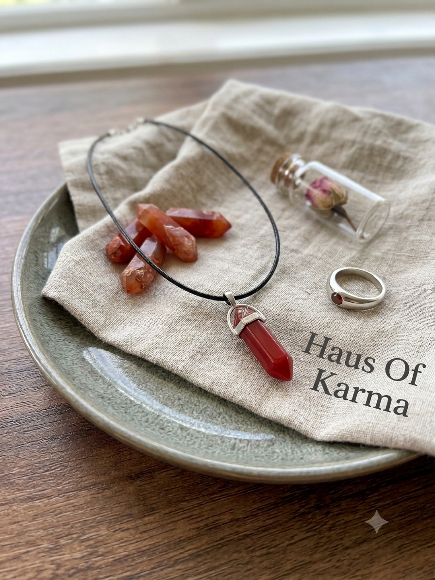 Red Crystal Point Pendant Necklace | Haus Of Karma
