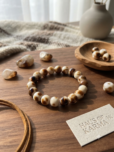 Natural Marbled Agate Beaded Stretch Bracelet – Earthy Neutral Men’s & Women’s Stacking Bracelet