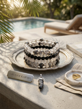 Monochrome Crystal Beaded Bracelet Stack