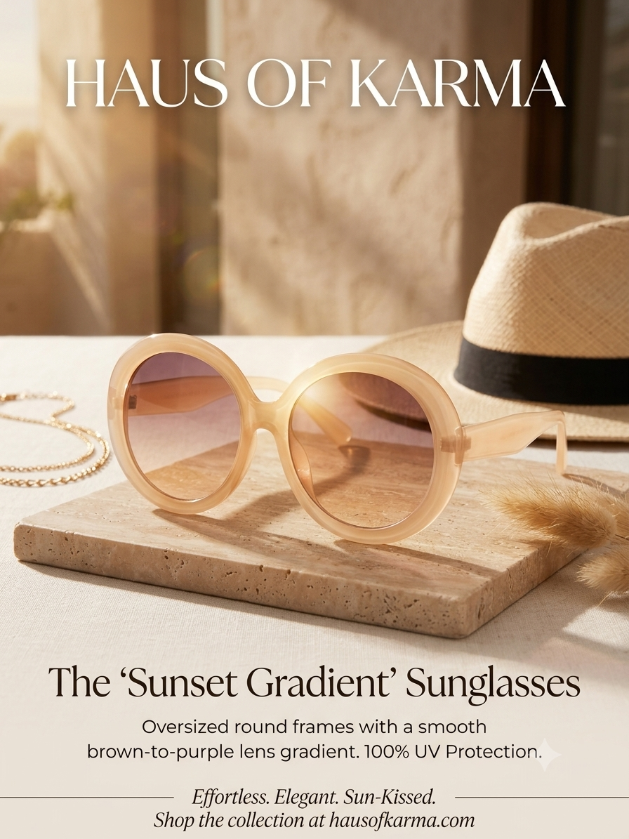 Haus of Karma Sunset Gradient Oversized Round Sunglasses - Translucent Champagne