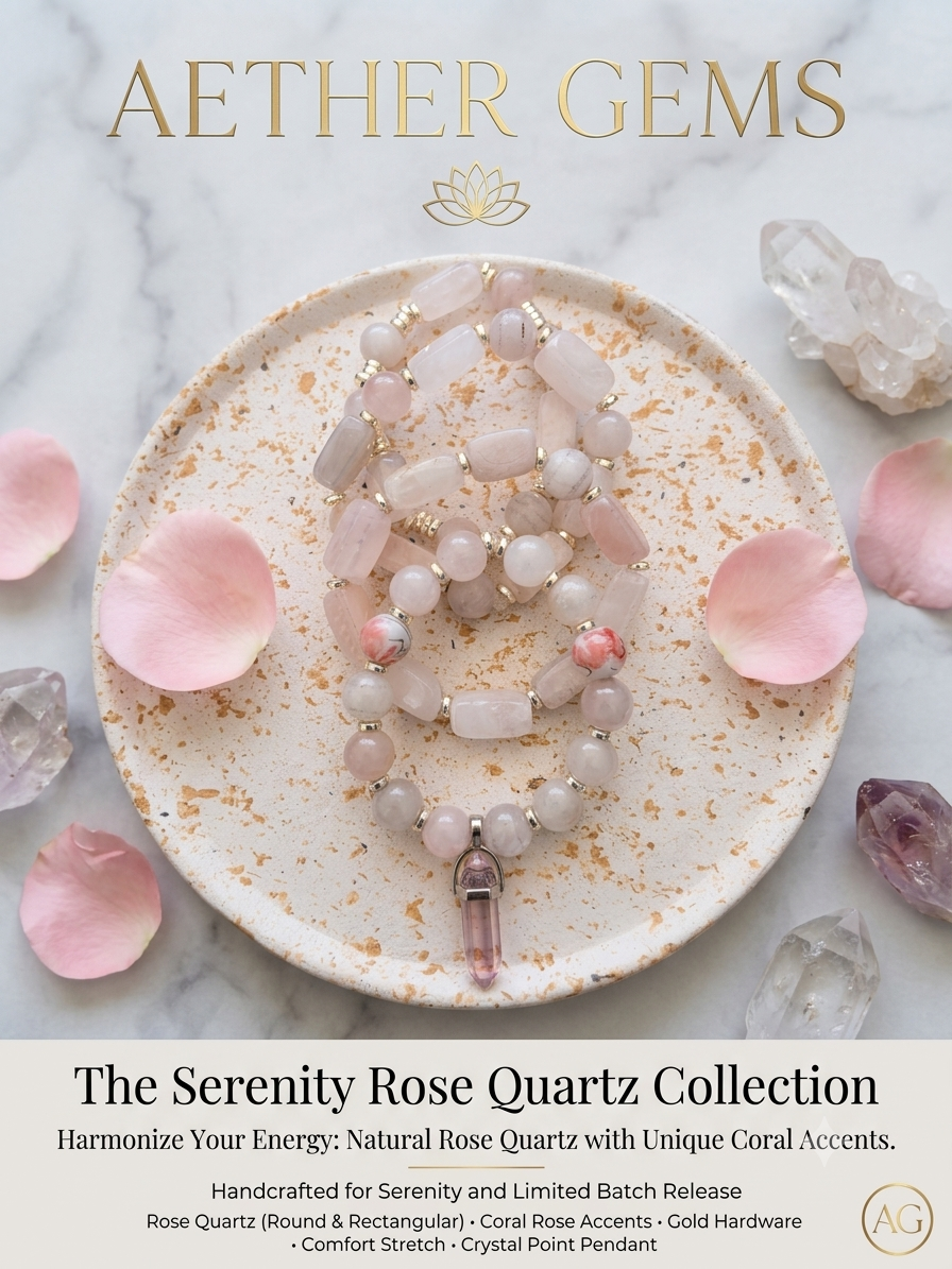 The Serenity Rose Quartz Stack | 4-Piece Handcrafted Beaded Bracelet Set