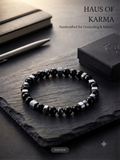 Haus of Karma Black Obsidian & Hematite Beaded Bracelet