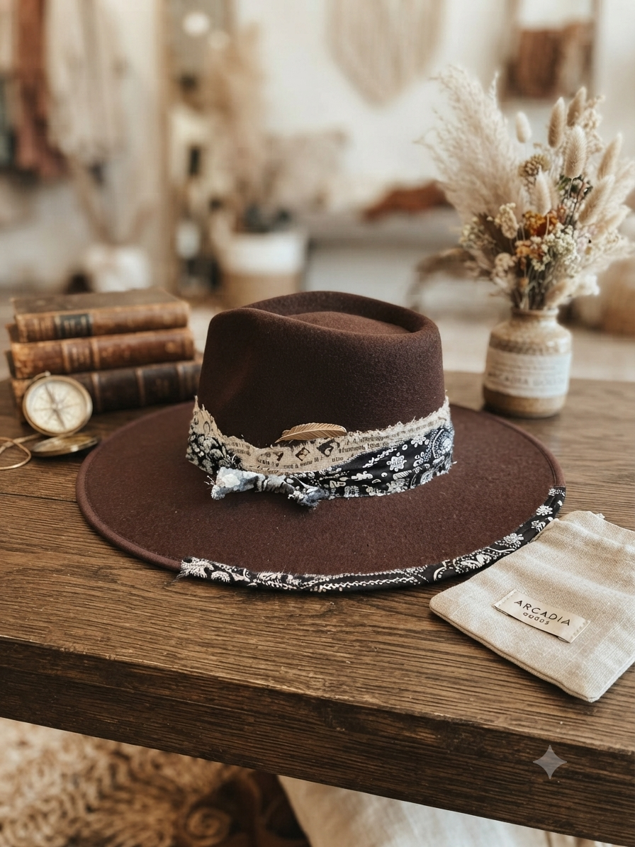 The Boho Bandana Luxe Fedora – Deep Chocolate / Paisley