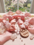 Kids' Pink Starry Heart & Iridescent Cube Stretch Bracelet – Haus Of Karma