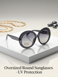 Translucent Charcoal Oversized Round Sunglasses | UV Protection