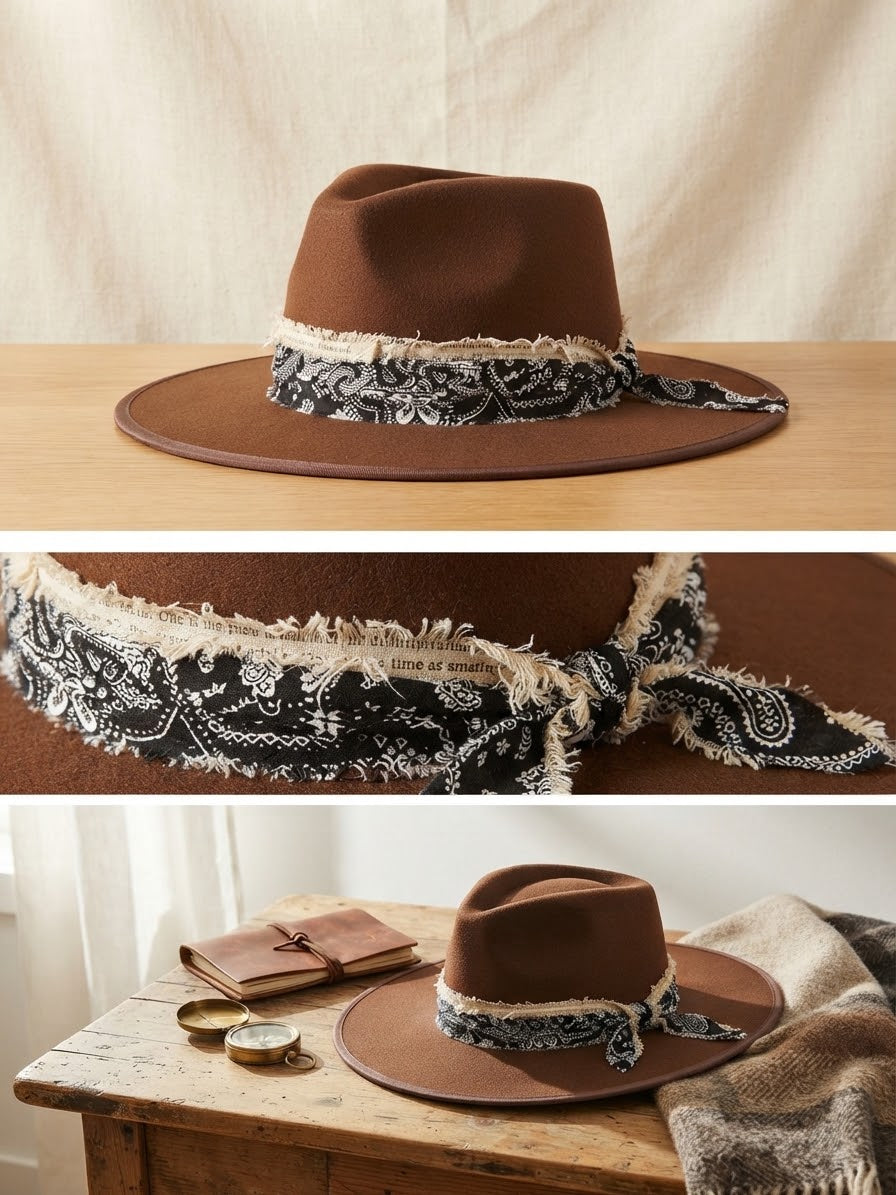 The Boho Bandana Luxe Fedora – Deep Chocolate / Paisley