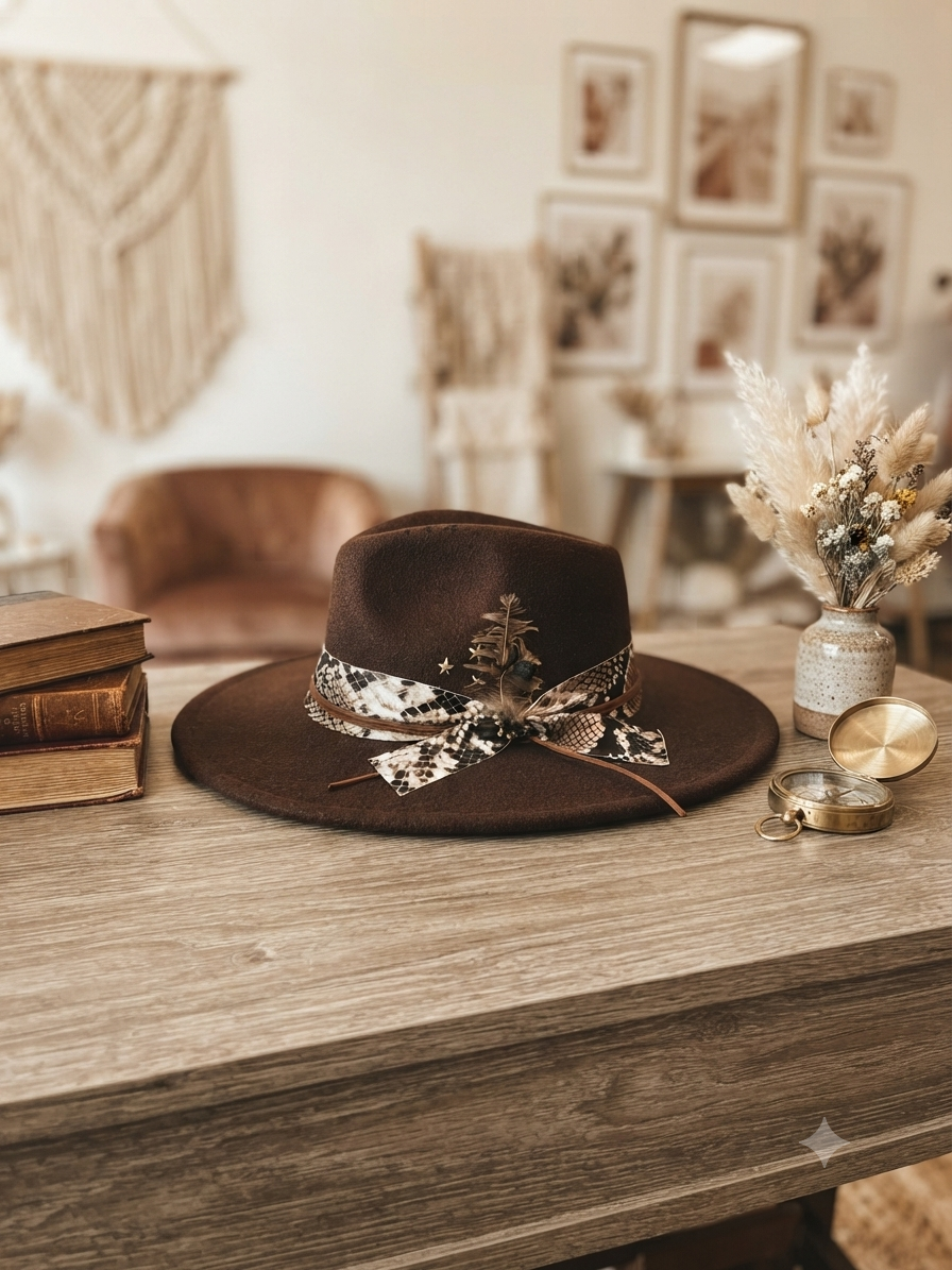 The Wild Serenade Luxe Fedora – Rich Brown / Snakeskin & Feather