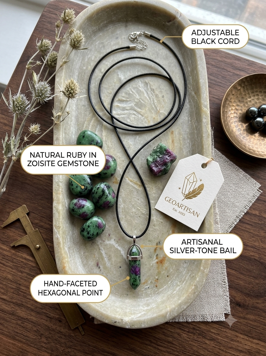 The Healing Energy Ruby Zoisite Crystal Pendant