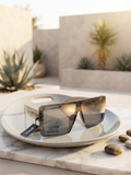Modern Flat-Top Shield Sunglasses - Translucent Smoke