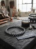 Gunmetal Metallic Beaded Stretch Anklet