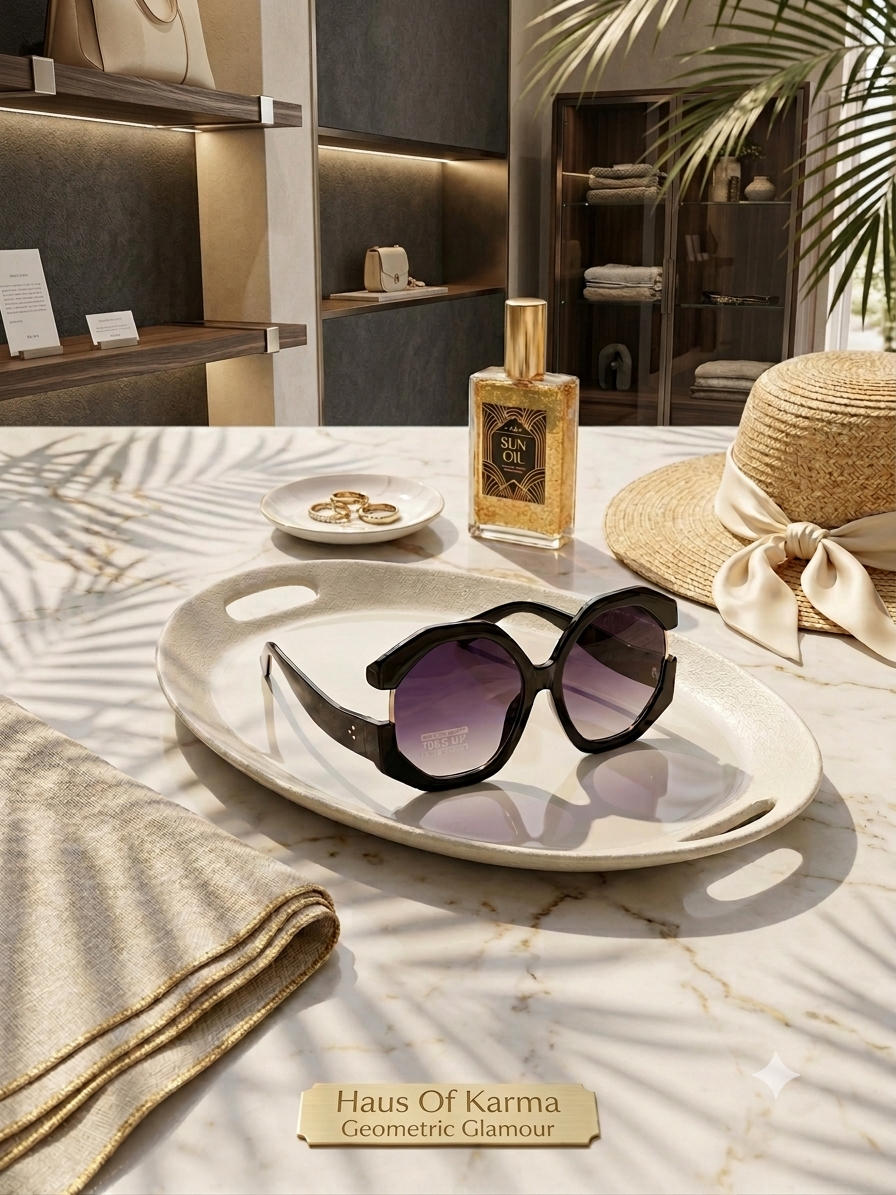 Geometric Glamour Black Sunglasses