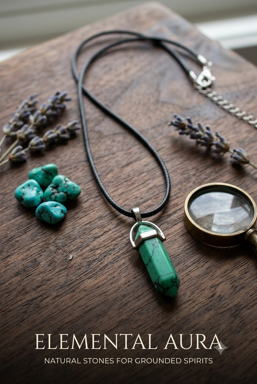 Turquoise Crystal Point Pendant Necklace