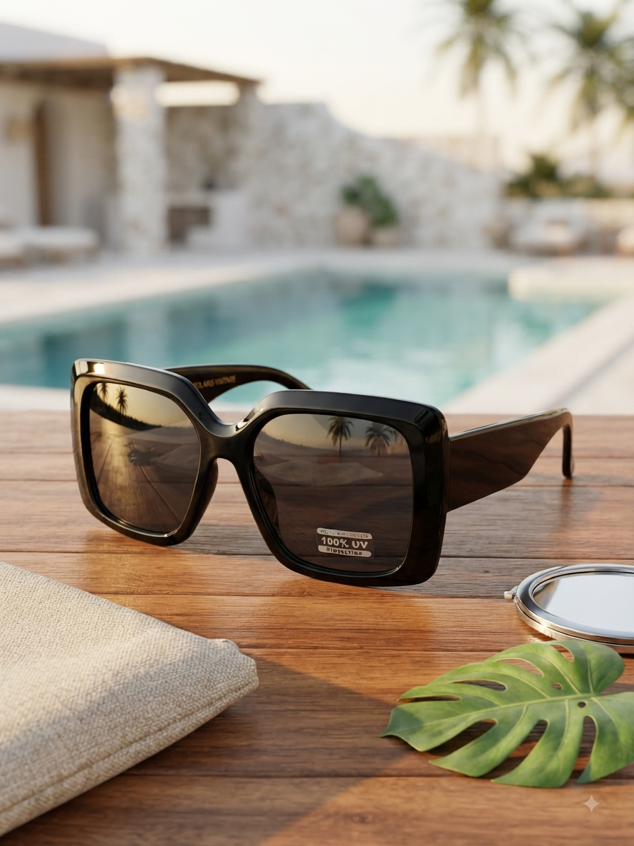 Chic Statement Oversized Square Sunglasses - Black