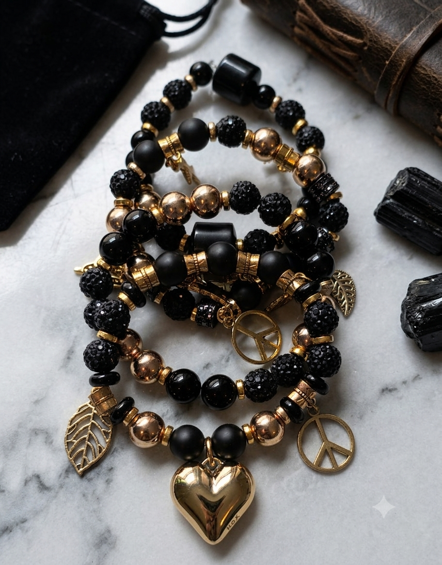 The Midnight & Gold Charm Stack