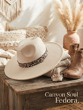 Canyon Soul Wide-Brim Fedora with Snakeskin Band