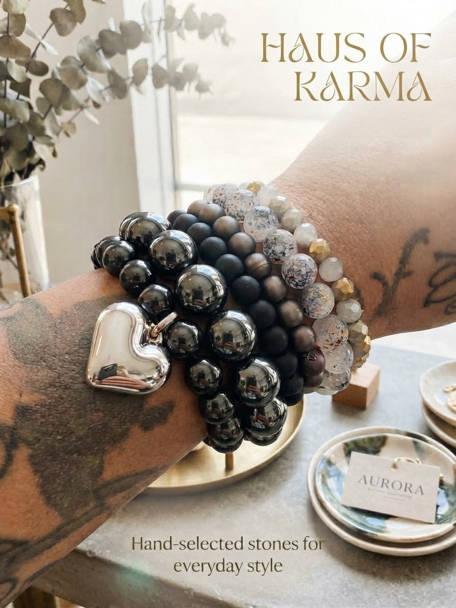 Haus of Karma - Monochrome Elegance Beaded Bracelet Stack