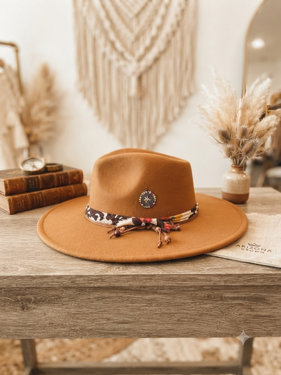 The Boho Soul Luxe Fedora – Camel / Southwest Concho