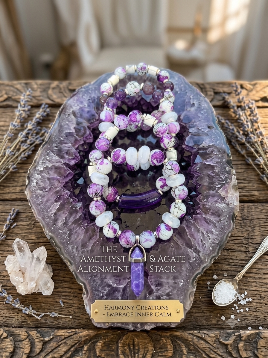 The Royal Amethyst & Dragon Agate Stack | 4-Piece Handcrafted Bracelet Set