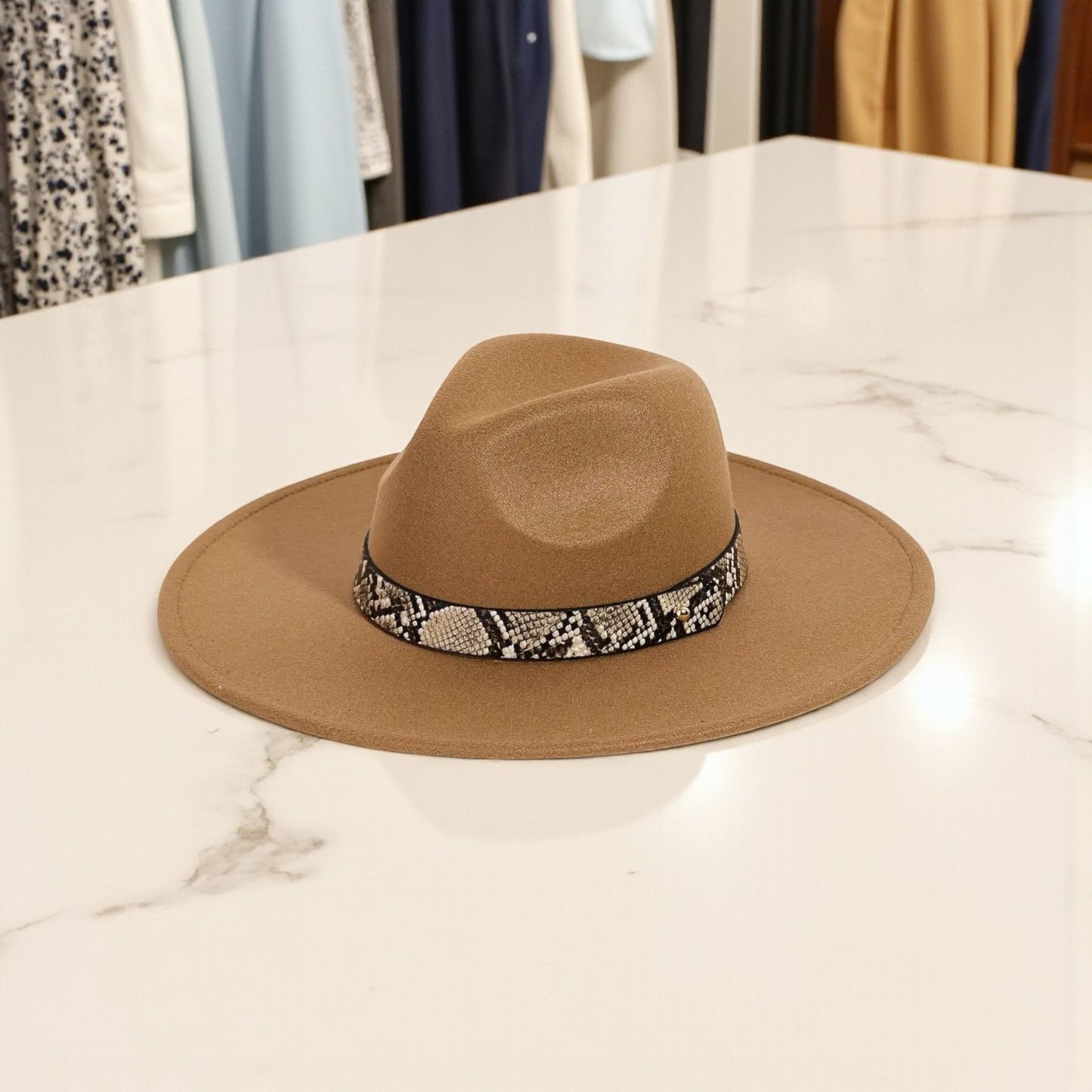Animal Print Belt Fedora Hat