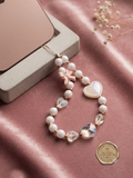 Sweetheart Bow Beaded Phone Charm | Handmade Pearl & Crystal Accessory