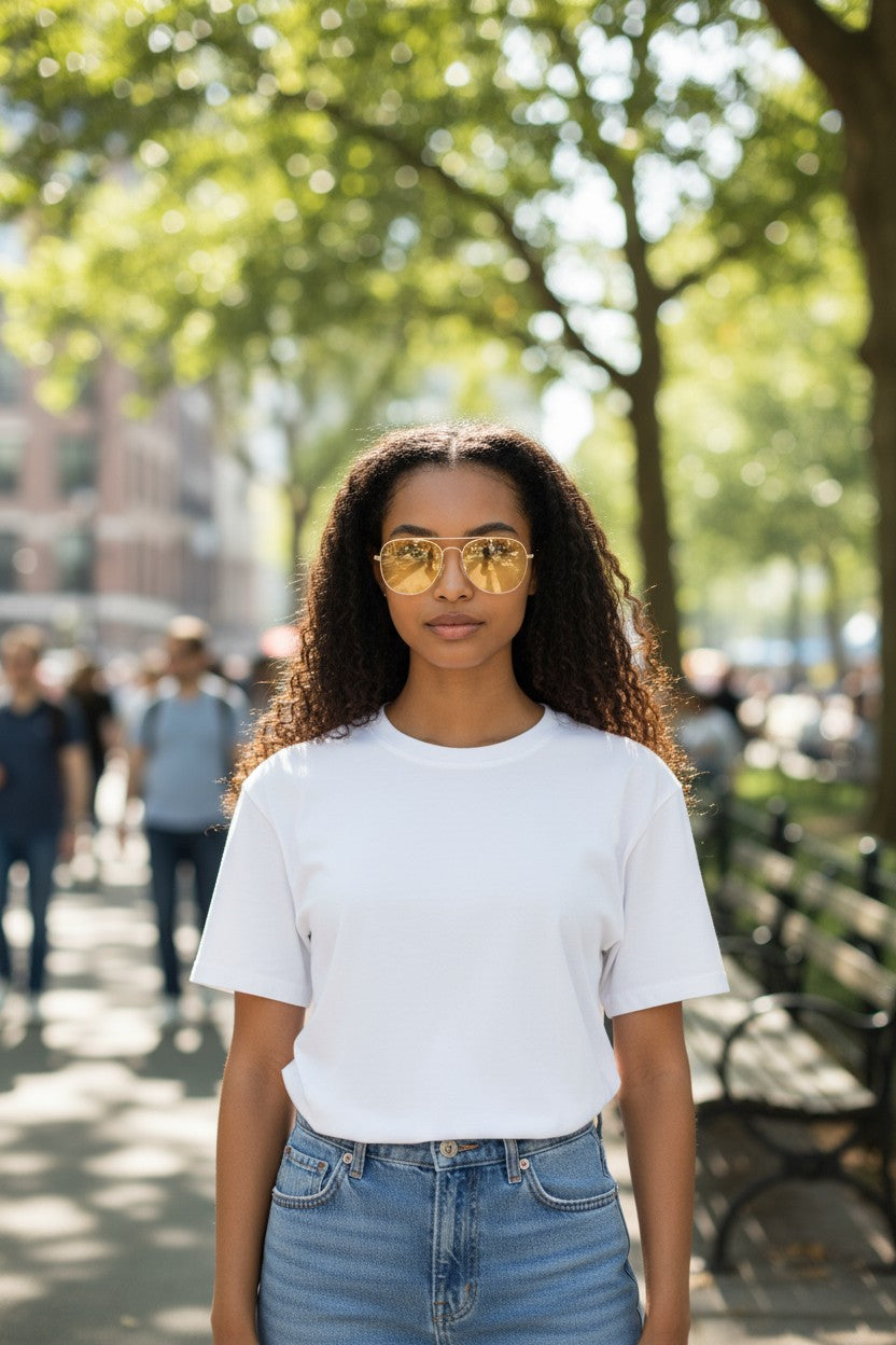 Round Gold Rimmed Sunglasses W/ Yellow Lens