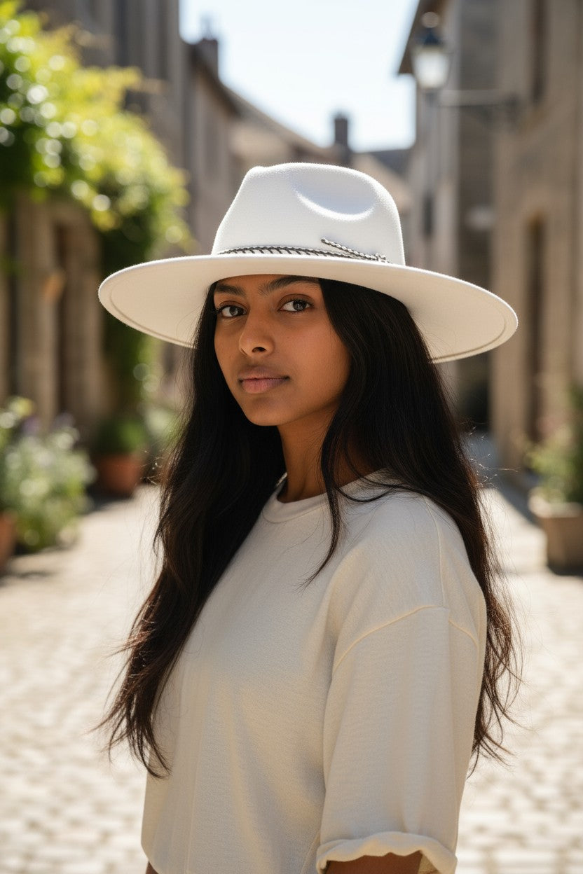 Braided Strap Faux Suede Fedora Hat