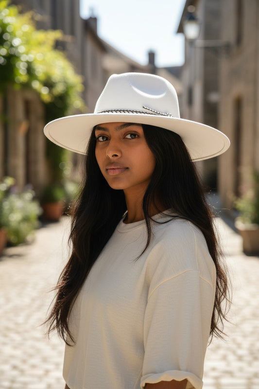 Braided Strap Faux Suede Fedora Hat